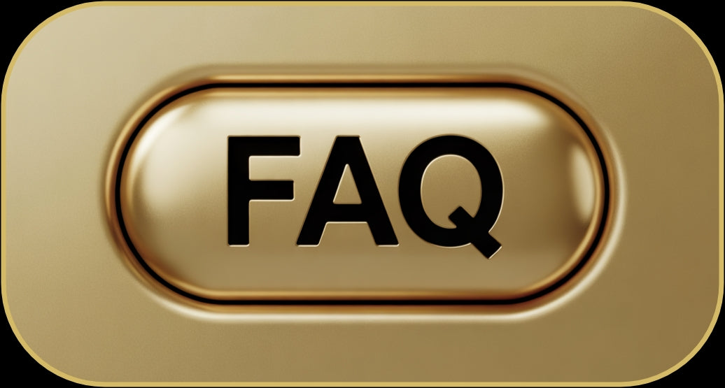 Always Grio FAQ Icon — gold-black design symbolizing guidance and open connection, inviting customers to explore answers about holistic care and product use.


